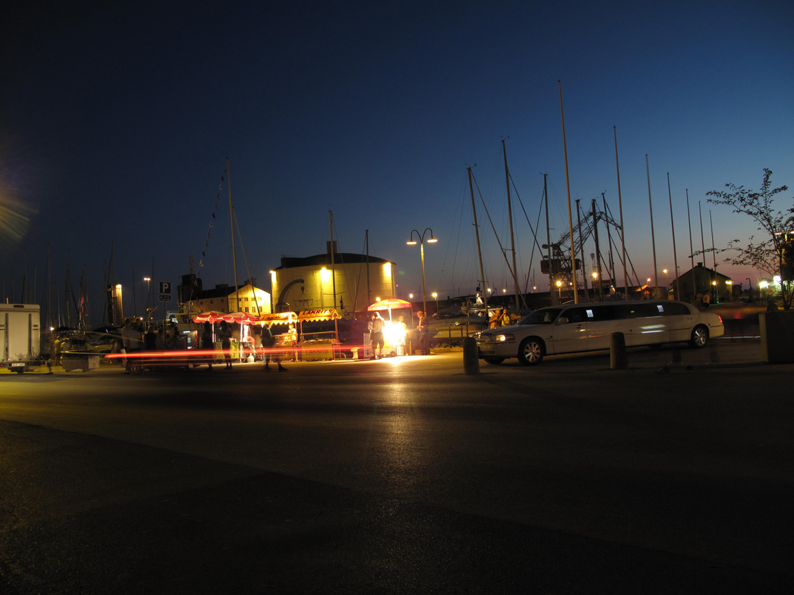 Visby harbour by night