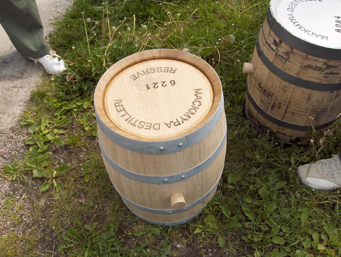 A barrel of new Swedish oak.